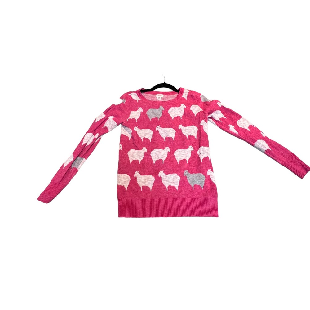 Mossimo Womens Pink Black Sheep Novelty Print Sweater Sz S Twee Cute Kitsch